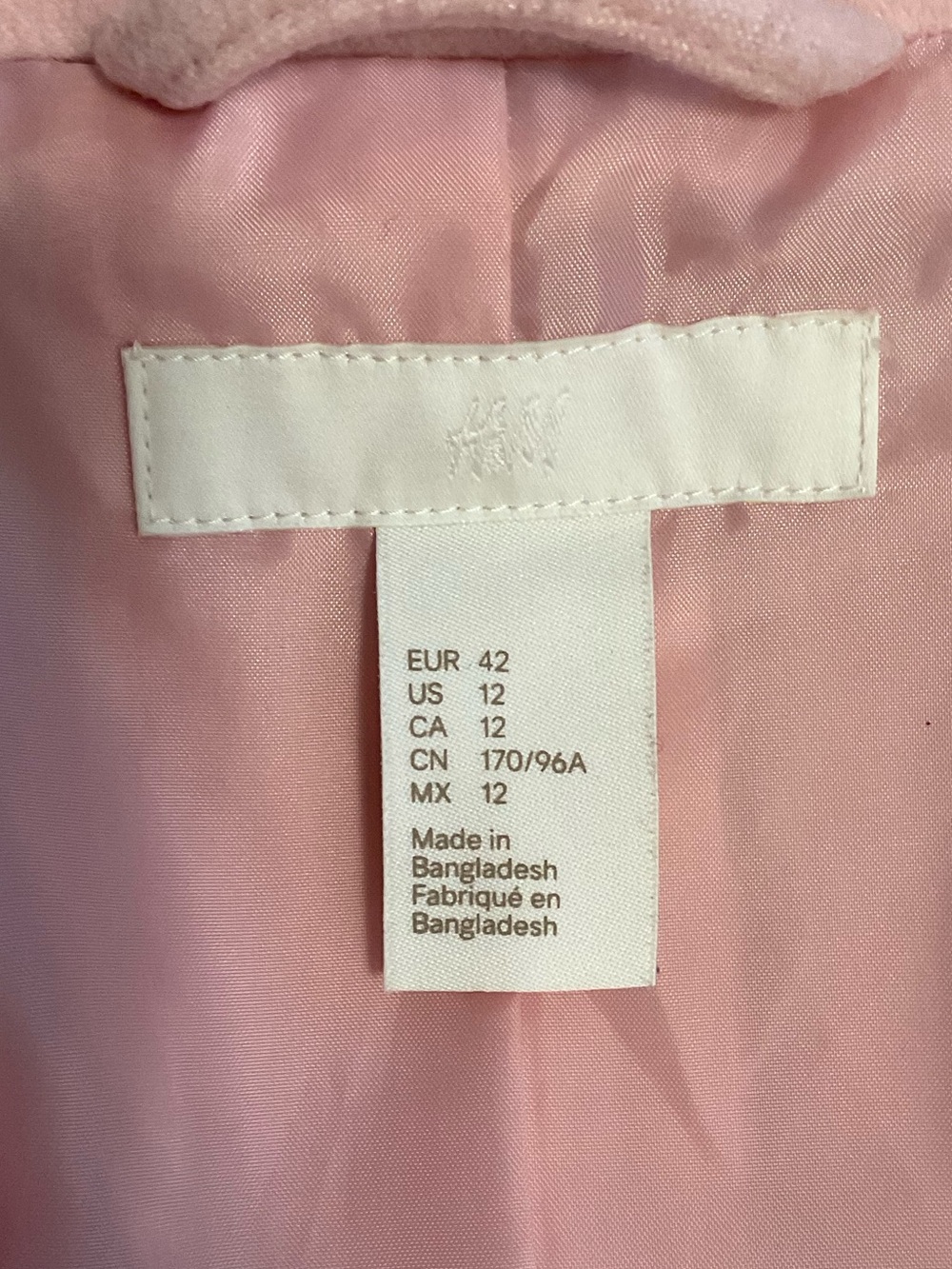 💕 H&M Pink Peacoat Sz 12 Double Breasted EUC Minimalist Coquette Classic Chic - Picture 6 of 14